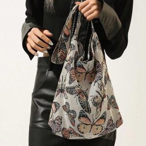 NEW Butterfly Print Embroidery Tote Bag